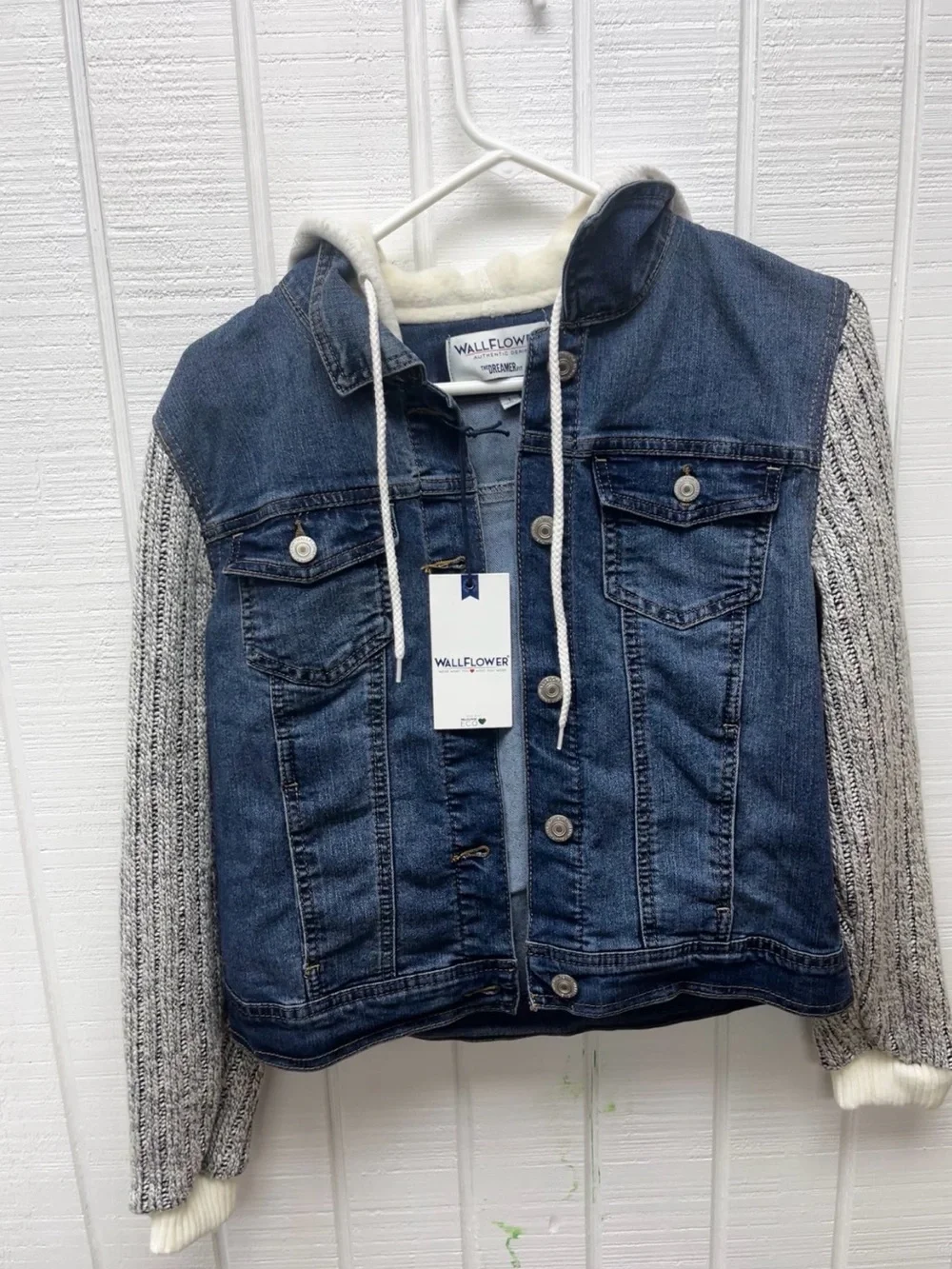 NWT WallFlower Girls Large Denim Shirt Jacket NEW With Tags Hybrid Outerwear